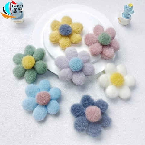 Plüsch Blumenbrosche Handgemachte Wollfilz Blumendekoration Süße Makronen Stoff Accessoires Für Kleidung Taschen