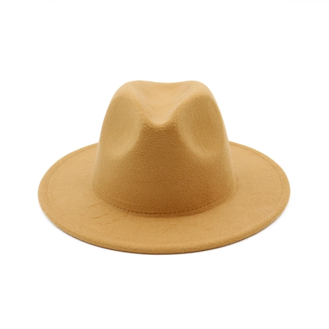 Classic Wide Brim Fedora Hat Vintage Jazz Cap Solid Color Cotton Polyester Felt Unisex Fashion Winter Autumn Accessory