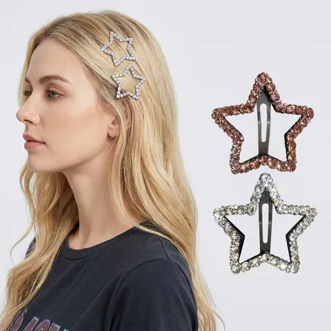 Rhinestone Star Hair Clips Alloy Sparkling Starry Hairpins Bangs Side Clip Fashion Headwear For Women Girls Accessories