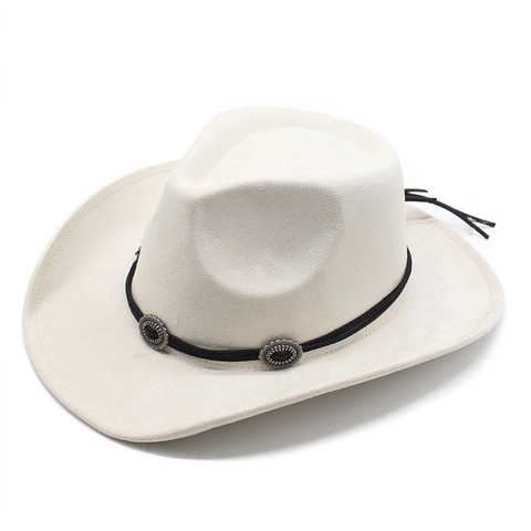 Cappello Da Cowboy Occidentale Scamosciato Tesa Larga Con Borchie In Metallo Retro Fedora Jazz Per Viaggi All Aperto