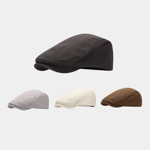 Retro Baumwolle Ivy Cap Einfarbig Verstellbare Flat Newsboy Mütze Für Herren Damen Vintage Kurze Krempe Lässig Literarisch
