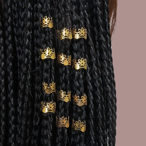 Dreadlock Beads Hair Cuffs Filigree Hollow Metal DIY Braiding Extension Accessory Jewelry For Women Men Unisex