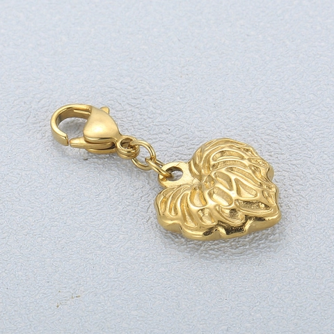Edelstahl Herz Blatt Struktur Anhänger Goldener Charm Mit Karabinerverschluss Für DIY Schmuckherstellung Kreatives Design