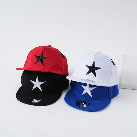 Kids Hip Hop Snapback Muts Acryl Vijfpuntige Ster Borduurwerk Platte Rand Honkbalpet Voor Jongens Meisjes Zonnescherm Hoed
