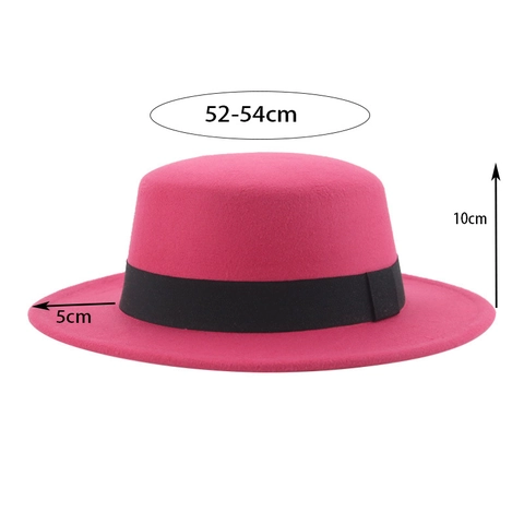 Kids Boater Hat Woolen Felt Flat Top Retro British Style Solid Color With Ribbon For Boys Girls Photography