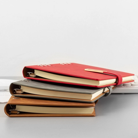 Cuaderno De Hojas Sueltas De Negocios A5 Cubierta De Cuero PU Carpeta De 6 Anillas Diario Recargable Para Oficina