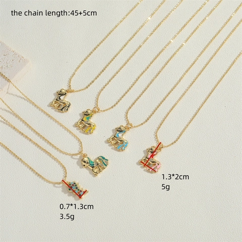 Collana Con Ciondolo Animale Cartone Animato Rame Smalto Pony Dinosauro Clavicola Catena O Gioielli Di Moda Per Donne Ragazze