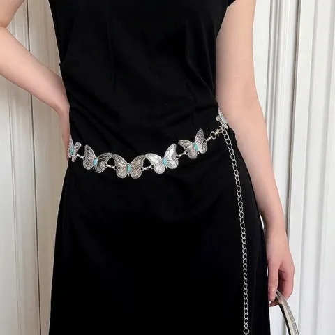Böhmischer Metall Taillenkette Gürtel Damen Retro Münze Schmetterling Quaste Verstellbare Legierung Bauch Körper Schmuck