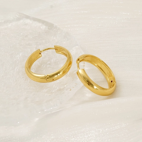 Hoop Ohrringe 18K Vergoldet Edelstahl Hochglanzpoliert Minimalistisch Geometrisch Huggie Stil Für Damen