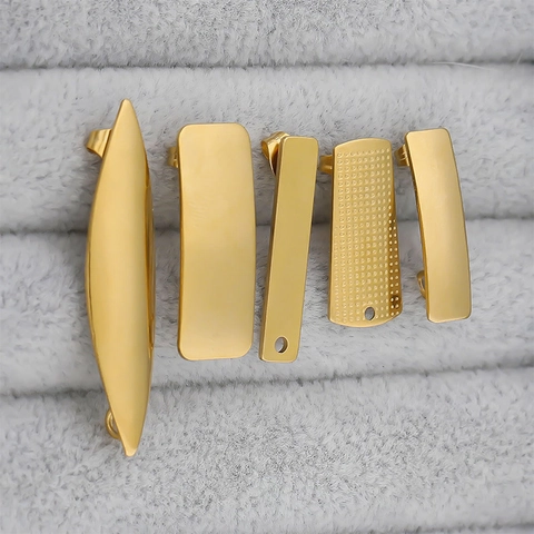 Postes De Pendientes De Acero Inoxidable Hallazgos Geométricos Irregulares Con Cierres Para Creación De Joyas DIY Oro Plata