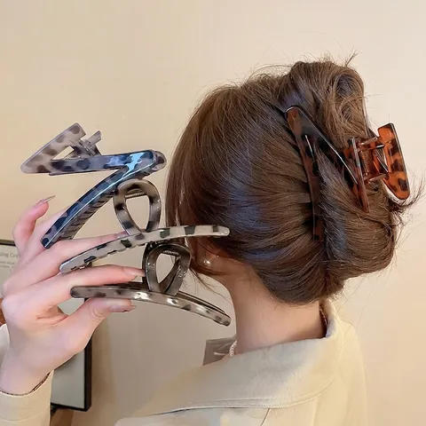 Molletta Per Capelli Leopardata Forma Z Acrilico Tartarugato Accessorio Per Capelli Elegante Per Donne