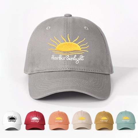 Harbor Sunlight Sun Embroidery Baseball Cap Adjustable Sun Protection Casual Vintage Sport Hat For Women Men