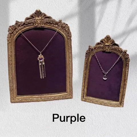 Retro Jewelry Display Frame Resin Velvet Embossed Baroque European Style Necklace Earring Holder Photography Props
