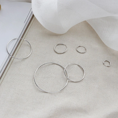 S925 Sterling Zilveren Creolen Voor Dames Minimalistische Geometrische Ronde Cirkel Oorbellen Witgoud Vergulde Mode Sieraden Cadeau