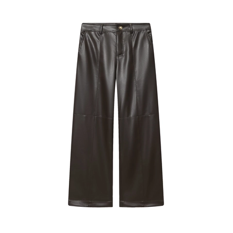 Women High Waist Faux Leather Straight Leg Trousers Casual PU Solid Color Fashion Long Pants With Pockets