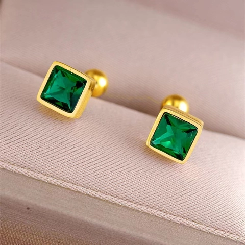 Stainless Steel Stud Earrings For Women Kids 18K Gold Plated Flower Heart Butterfly Zirconia Screw Back Earrings Jewelry