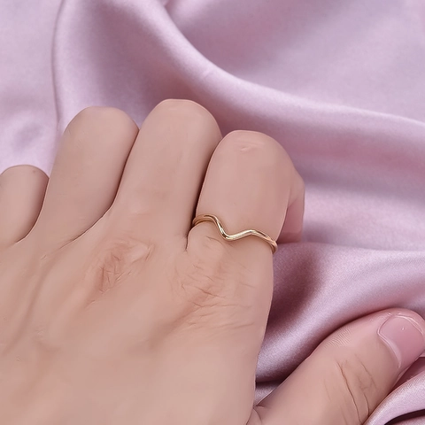 Minimalistische Golflijn Verstelbare Open Ring 304 Roestvrij Staal 18K Verguld Gepolijst Sieraden Voor Vrouwen