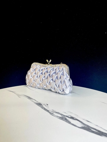 Donna Pieghettato Satino Borsa da Sera Strass Catena Pochette Elegante Matrimonio Banchetto Borsetta Urbana Minimalista