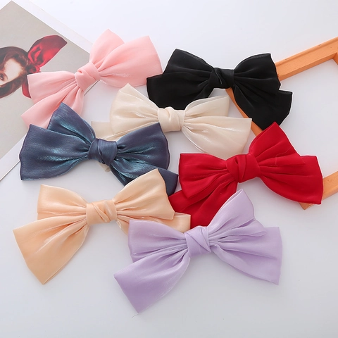 Große Satin Schleife Haarspange Französisch Vintage Elegant Perlmutt Barrette Schleifenband Haarnadel Für Damen