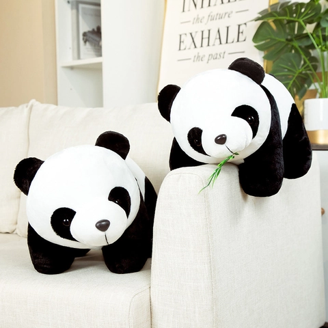 Giant Panda Plush Toy Soft Simulation Prone Realistic Animal Doll Cute Black White Home Decor Gift Realistic Pillow