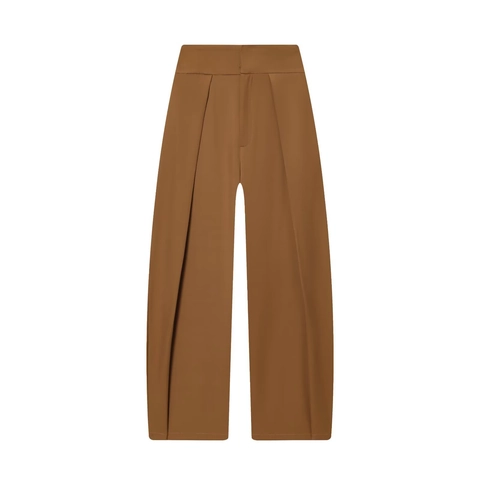 Women High Waisted Wide Leg Pants Polyester Pleated Solid Color Loose Fit Casual Elegant Office Lady Trousers