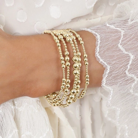 Bracciale Di Perline In Rame Placcato Oro Corda Elastica Stile Ins Minimalista Gioielli Di Moda Impilabili Per Donne