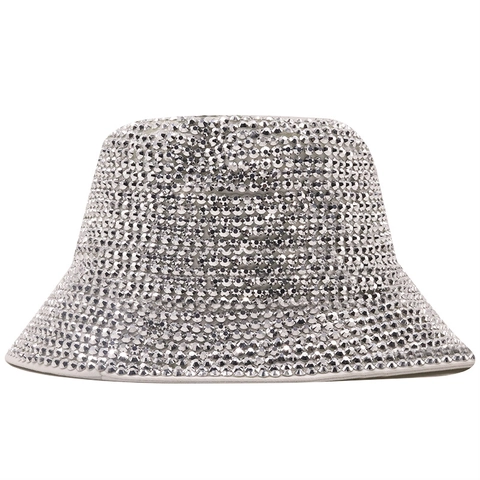 Cappello Da Pescatore Con Strass Cotone Luccicante Cristallo Cappello Per Festa Palcoscenico All Aperto Lusso Donne Uomini