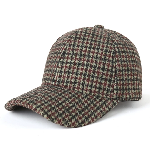 Houndstooth Baseballcap Retro Britse Stijl Polyester Winddicht Zonnescherm Verstelbare Hoed Voor Heren Dames