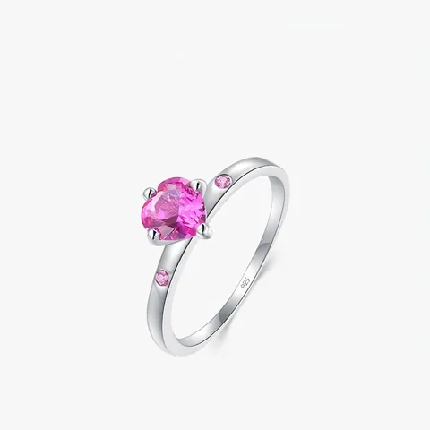 Rosa Herz Zirkonia Ring 925 Sterlingsilber Elegant Schlicht Mode Schmuck Für Damen