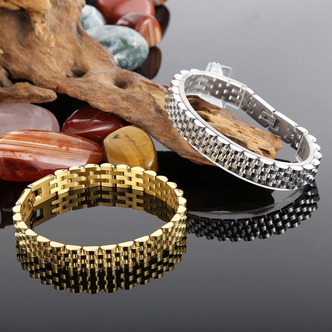 Watch Band Style Bracelet Stainless Steel Multi Link Adjustable Fashion Minimalist Unisex Jewelry