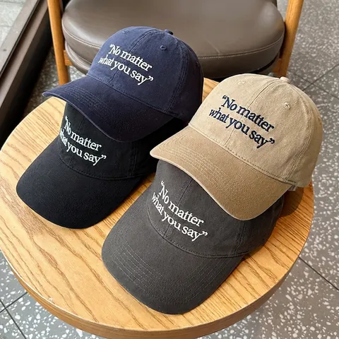 Cotton Baseball Cap Embroidered Slogan Adjustable Wide Brim Sun Protection Casual Hat For Men Women Minimalist Sporty