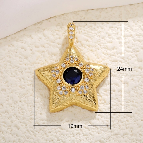 Retro Anhänger Charme Kupfer Vergoldet Mit Bunten Edelsteinen Zirkonia Stern Mond Hamsa Hand Für Schmuckherstellung Damen