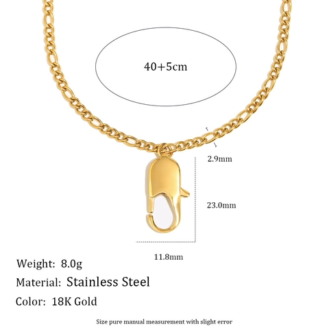 Collier Pendentif Fermoir Mousqueton Acier Inoxydable Plaqué Or 18K Mode Élégant Bijoux DIY Pour Femmes Usage Quotidien
