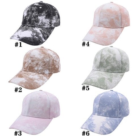 Cappello Da Baseball In Cotone Tie Dye Visiera Curva Regolabile Retro Cappello Da Sole Esterno Unisex