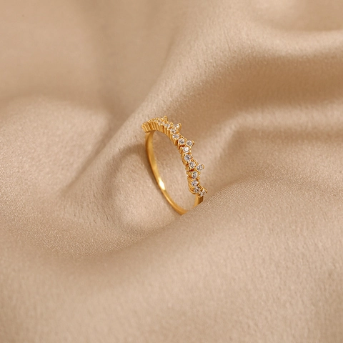 Anillo de Corona de Plata de Ley S925 para Mujer Pavé de Circonia Minimalista Moda Estilo Occidental Joyería Regalo de Aniversario
