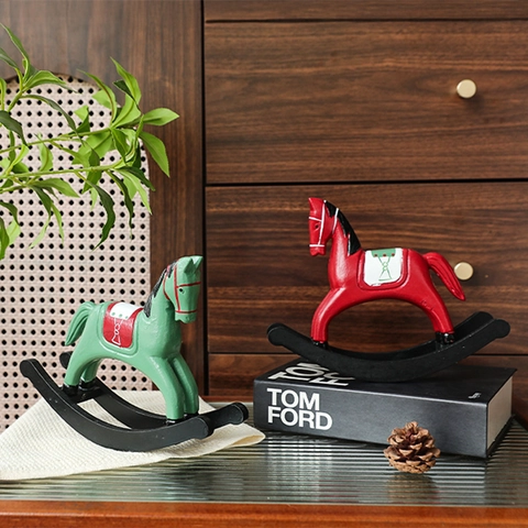 Adorno De Caballito De Madera Estilo Nórdico Retro Estatua De Escritorio Decoración Pintada A Mano Para Hogar Oficina Estante