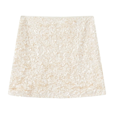 Women Sequin Mini Skirt Shiny Glitter Polyester A-Line Bodycon Party Club Sexy Streetwear Bottoms Sparkly