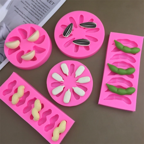 Silicone Baking Molds Simulation Sunflower Seed Peanut Edamame Garlic Clove Shape Fondant Chocolate Cake DIY Tools