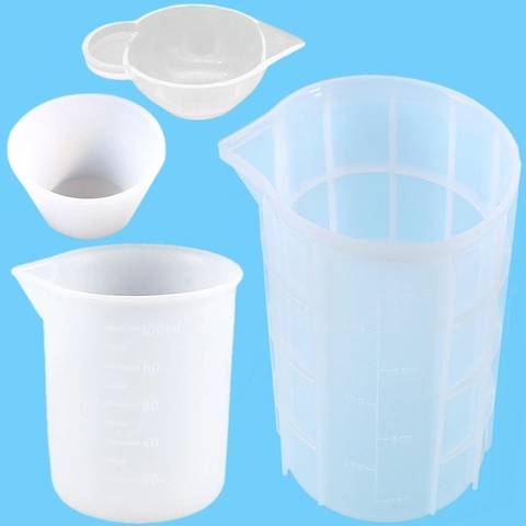 Silicone Measuring Cups And Mixing Bowls For Resin Jewelry DIY Graduated Reusable Easy Clean Handmaking Glue Tools