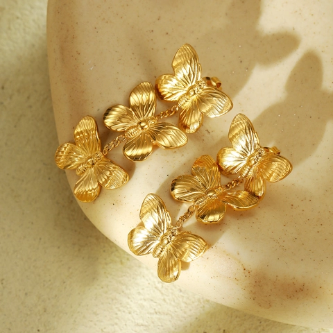 Edelstahl Schmetterling Ohrhänger Mit Künstlicher Perle Gold Vergoldet 925 Sterling Silber Stift Mode Damen Schmuck