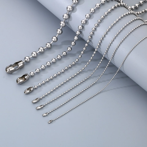 Stainless Steel Ball Chain Necklace Silver Minimalist Bead Link With Connector For Men Women DIY Jewelry Accessory Fashion Trendy