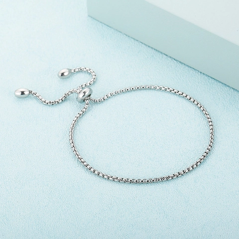 Bracciale Regolabile In Acciaio Inossidabile Placcato Oro Minimalista Fibbia Scorrevole Catena Box Gioielli Geometrici Donna