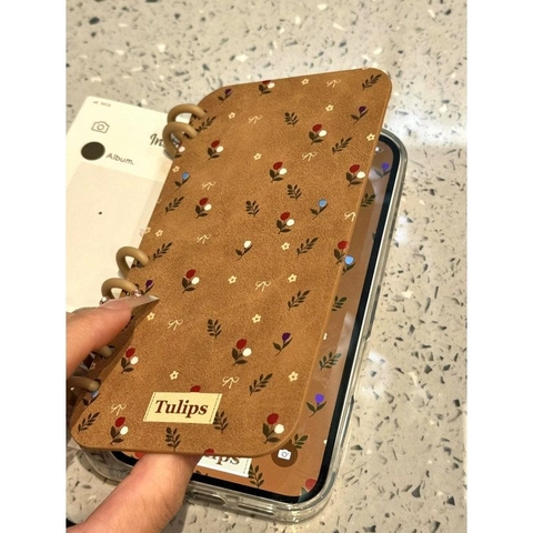 Tulip Floral Notebook Style Phone Case Shockproof Silicone Protective Cover Aesthetic For iPhone Pro Max Series