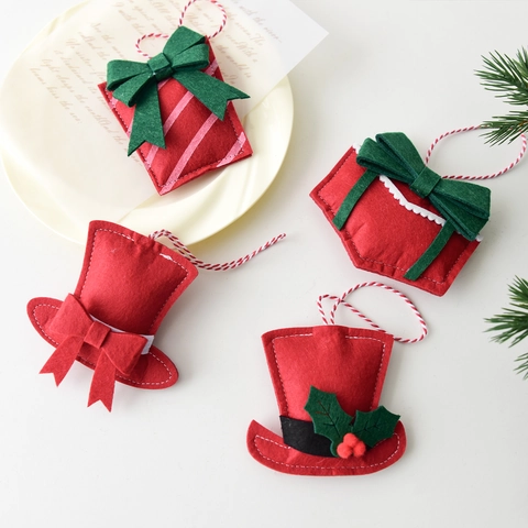 Kerstboom Hangers Vilt Mini Kerstmuts Cadeauzakje Hangers Rood Groen Feestelijke Party Decoratie