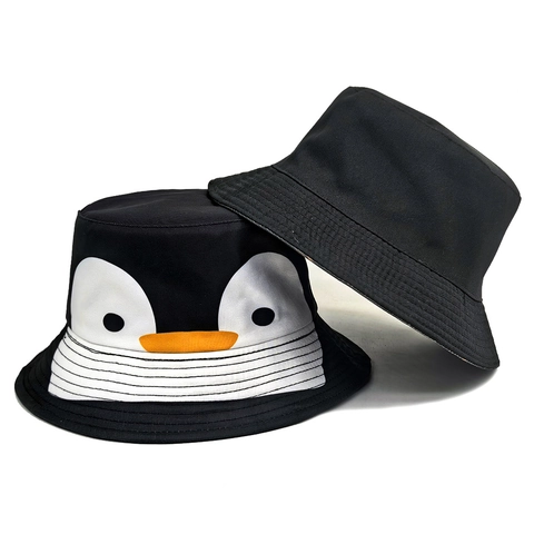 Bucket Hat Cartoon Pinguin Muster Polyester Sonnenschutz Atmungsaktiv Outdoor Casual Fischerhut Für Herren Damen