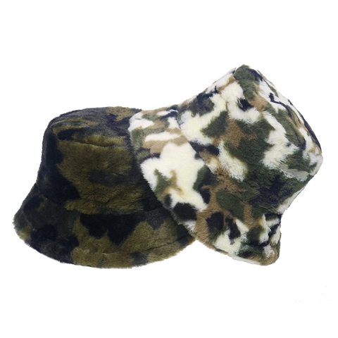 Cappello Alla Pescatora In Peluche Mimetico Ecopelliccia Caldo Spesso Invernale Moda All Aperto