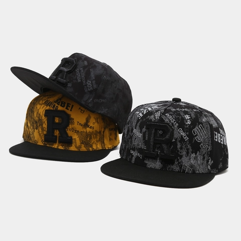 Snapback Hat Flache Krempe Baseballkappe Baumwolle 3D Buchstaben Stickerei Graffiti Druck Streetwear Hip Hop Verstellbar