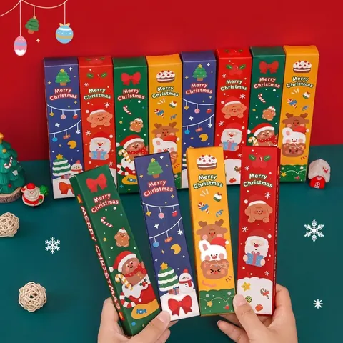 Scatola Sorpresa Cancelleria Natale Penna Gel Cartone Animato Con Adesivi E Ricariche Regalo Vacanze Studenti Bambini