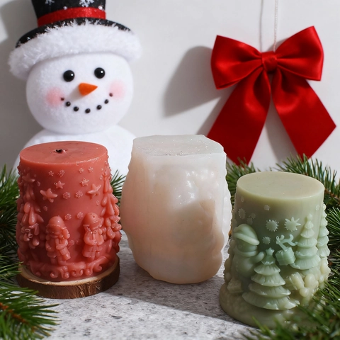 Moldes De Silicona De Navidad En Relieve 3D Para Hacer Velas Bricolaje Muñeco De Nieve Alce Copo De Nieve Jabón Aromaterapia