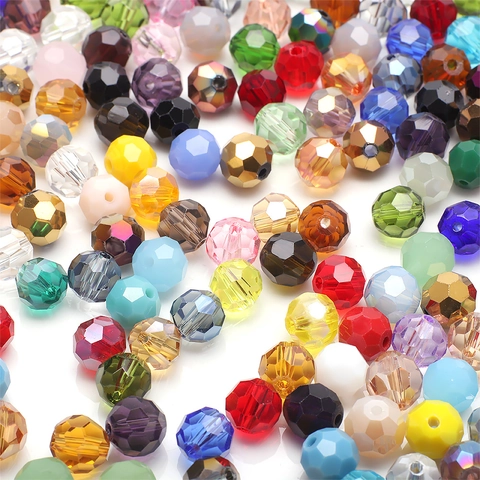 Faceted Crystal Glass Beads Soccer Shape Loose For DIY Jewelry Making Necklaces Phone Straps Multicolor